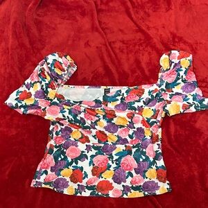 SHEIN Multicolor Floral Off-Shoulder Blouse